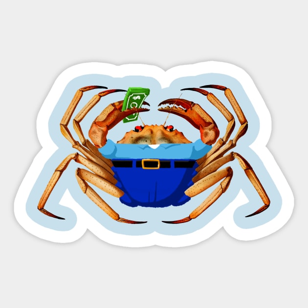 The real Mr. Crab loves money Sticker by BananaPrints